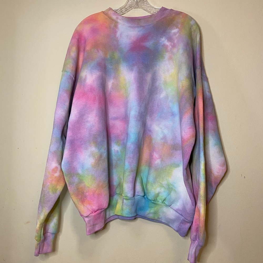 Rainbow tie dyed crew neck sweater